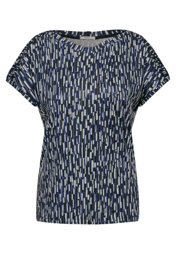 Cecil Cotton Printed T Shirt in Iced Violet or Navy 321918