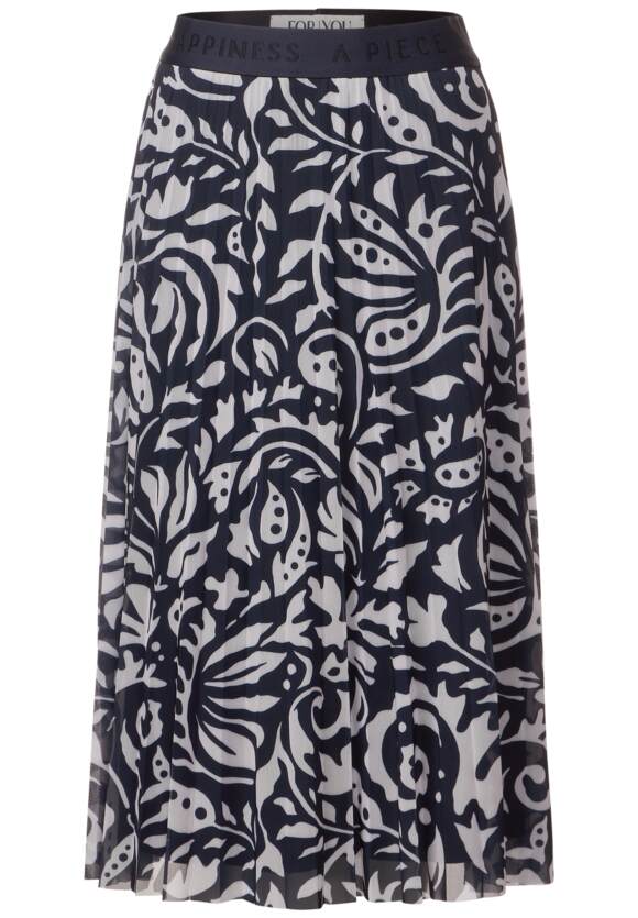 Street One Navy and White print pleated Midi skirt 361441