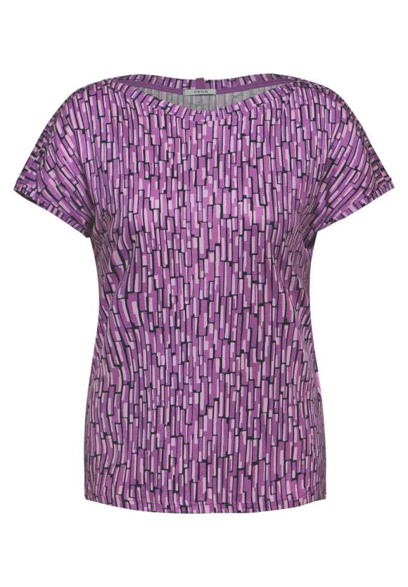 Cecil Cotton Printed T Shirt in Iced Violet or Navy 321918