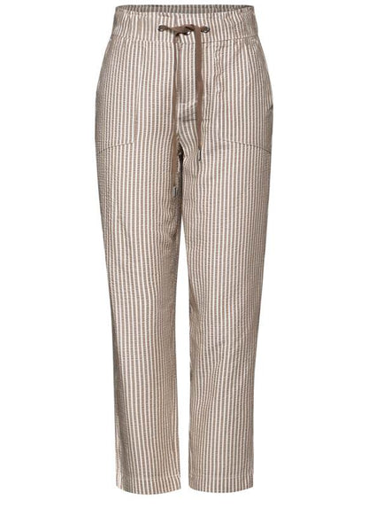 Street One 28&quot; High Waist Lightweight Seersucker trousers in Beige or Blue 377583