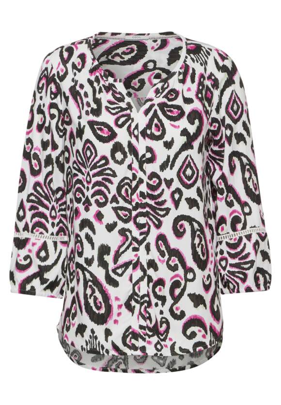 Cecil Blouse in black white and pink ornament print 344734