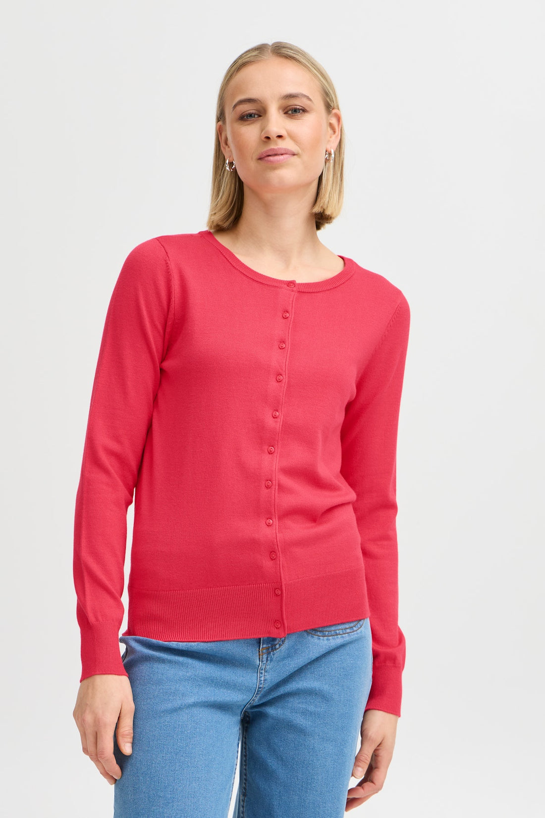 Fransa Basic round neck cardigan 20604187