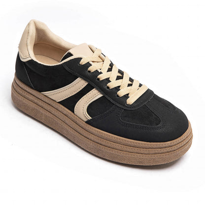 Womens Black Gum Sole Trainer