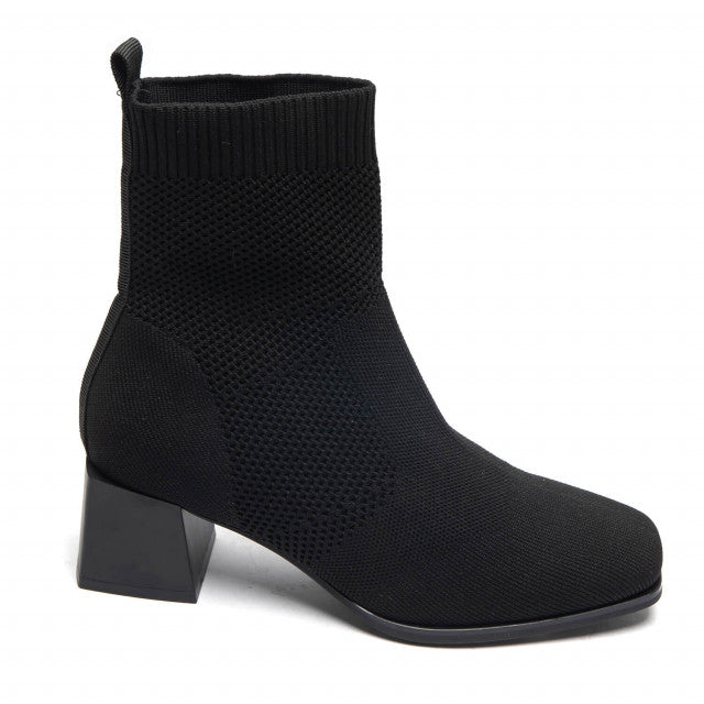 Womens Block heel Sock Boot in Black