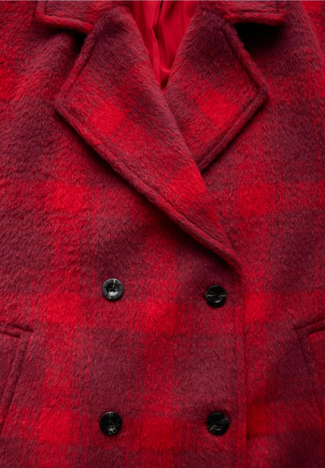 Street One red long check coat 101179