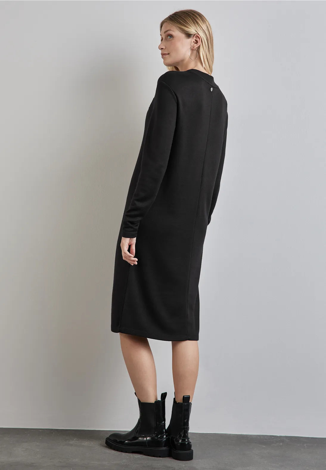 Street One Black Knitted dress with button shoulder detail