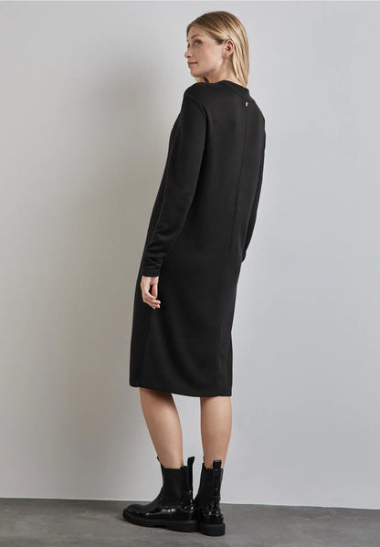 Street One Black Knitted dress with button shoulder detail