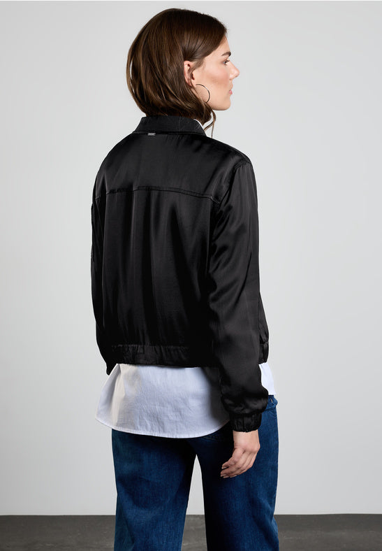 Street One Black Satin Bomber Jacket 212259