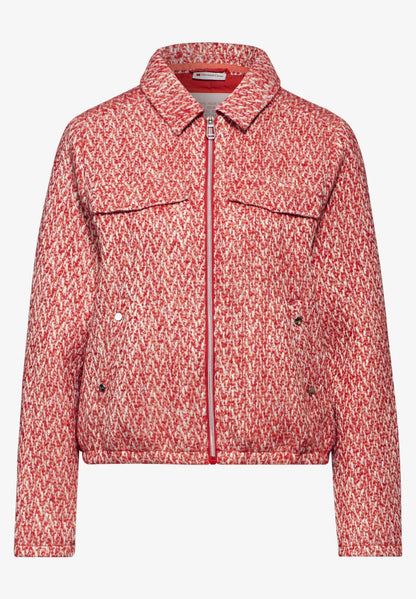 Street One Boucle Jacket with collar and pockets. Mandarin and cream