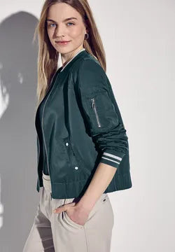 Street One Satin Bomber in hunter Green  212605