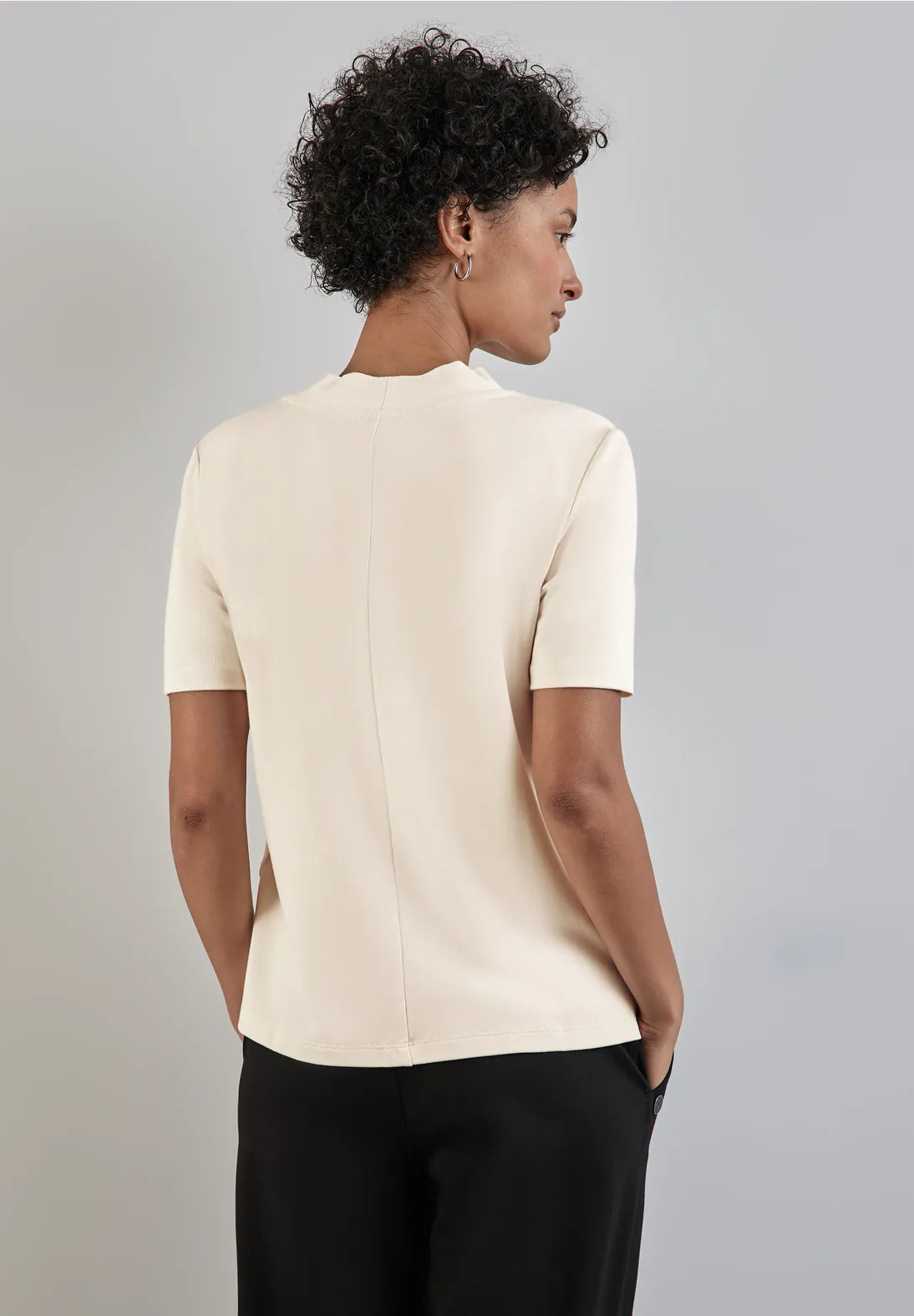 Street One V Neck Short sleeve top in Rich Cream 322106