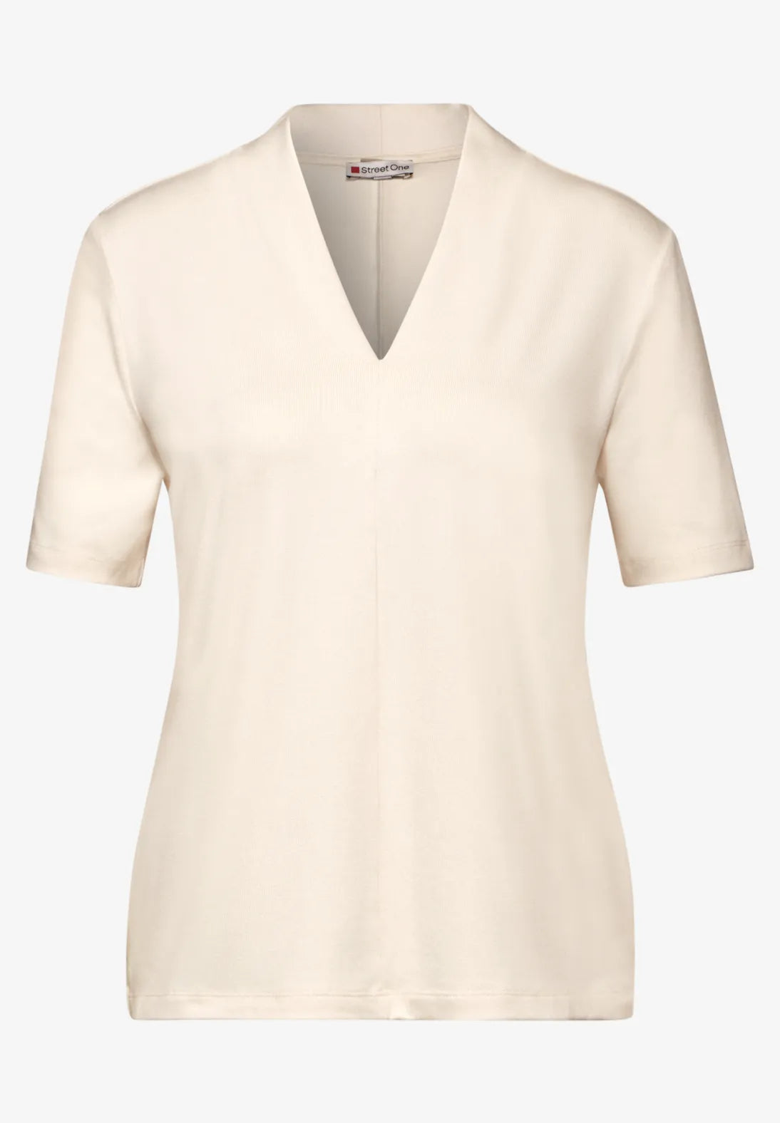 Street One V Neck Short sleeve top in Rich Cream 322106