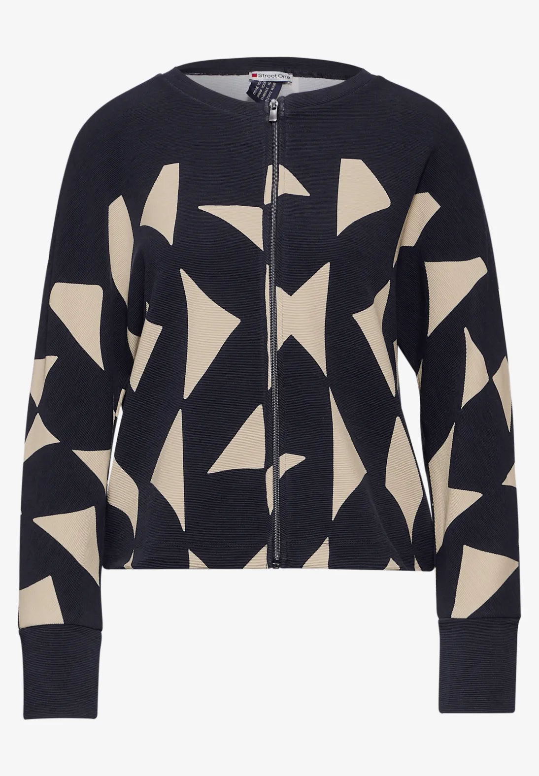 Street One Zip jacket navy and Cream print 322122