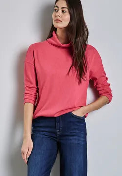 Street One Coral Textured roll neck jumper with elasticated waist 322577