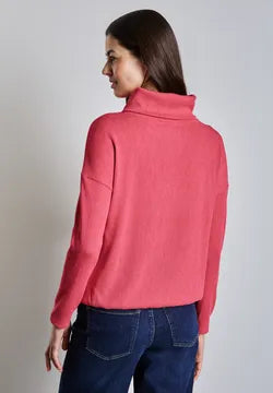 Street One Coral Textured roll neck jumper with elasticated waist 322577