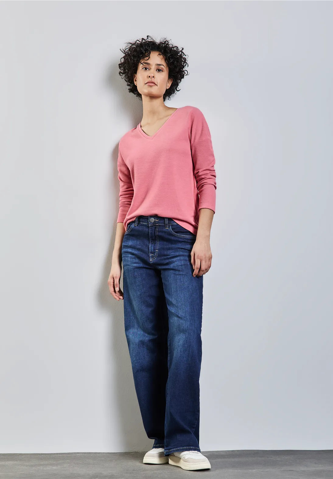 Street One Cosy v Neck Jumper in Sugar Coral 322598