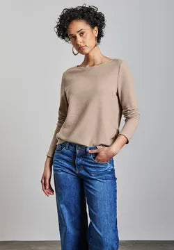 Street one Cosy knit with ruched sides in sand or coral 322783