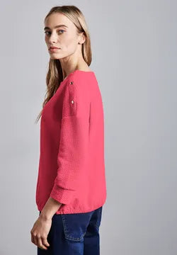 Street One Textured sweatshirt with shoulder button detail 322799