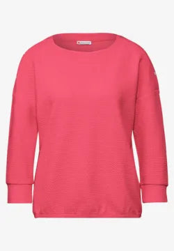 Street One Textured sweatshirt with shoulder button detail 322799