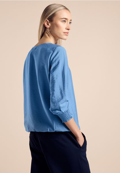 Street One  Blue V Neck Blouse with shirred cuffs 344956