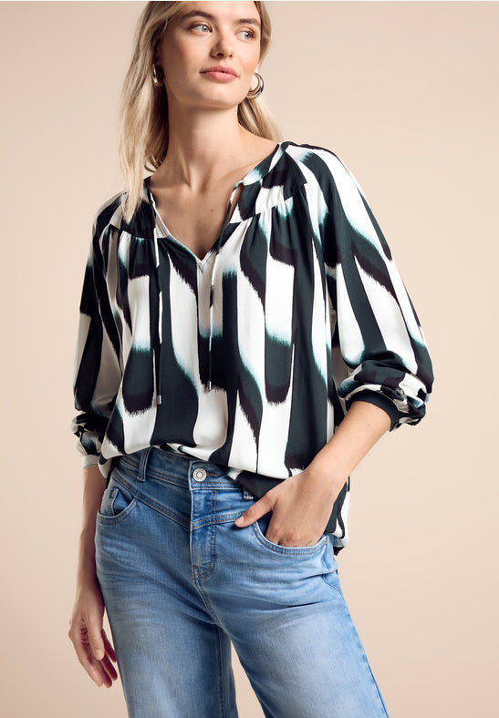 Street One Printed blouse with tie neck detail 344961