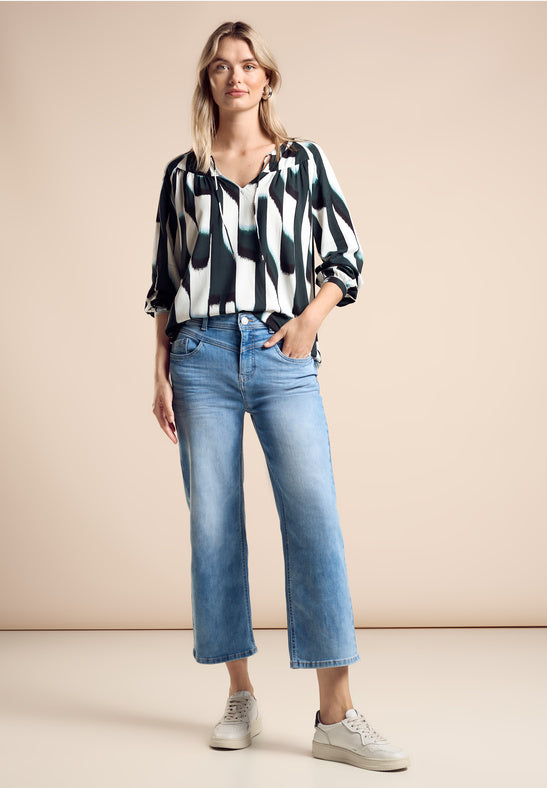 Street One Printed blouse with tie neck detail 344961