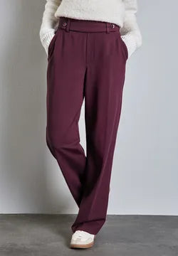 Street One Straight leg Mulberry Trousers with button waist detail 378672