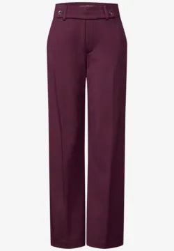 Street One Straight leg Mulberry Trousers with button waist detail 378672