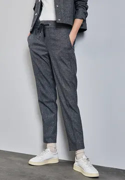 Street One Bonny trousers in navy melange 30&quot; leg 38785