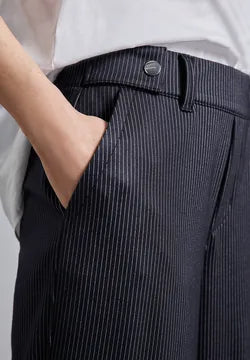 Street One Straight leg Navy Pinstripe trousers 378788