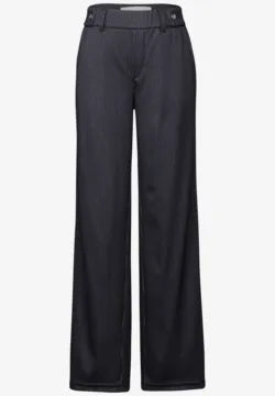 Street One Straight leg Navy Pinstripe trousers 378788