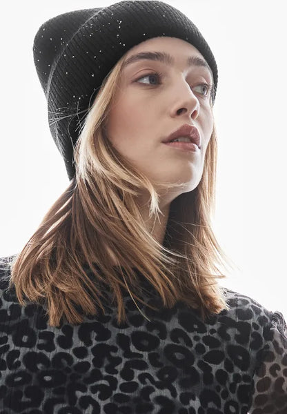 Street One Black Beanie hat with Sequins  572664