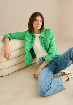 Cecil Cotton Stretch Denim Jacket in Iced Neon Green  212606