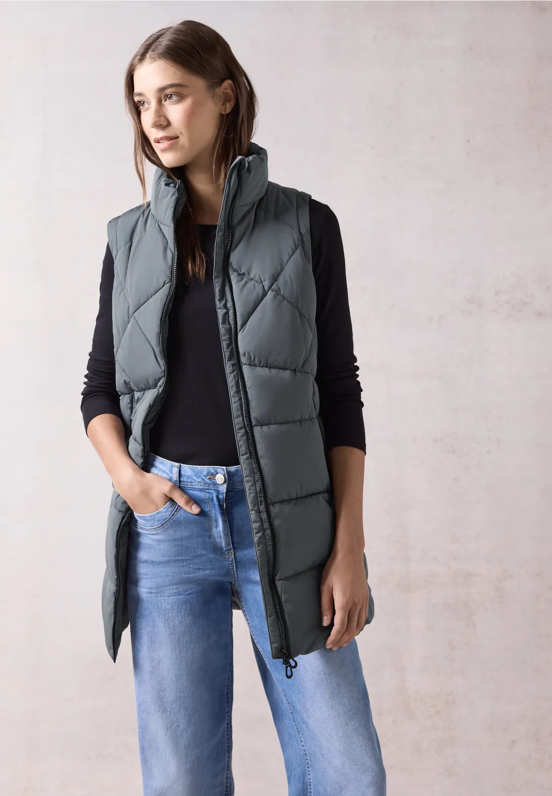 Cecil Long Gilet Without hood . Agua or Grey 220234