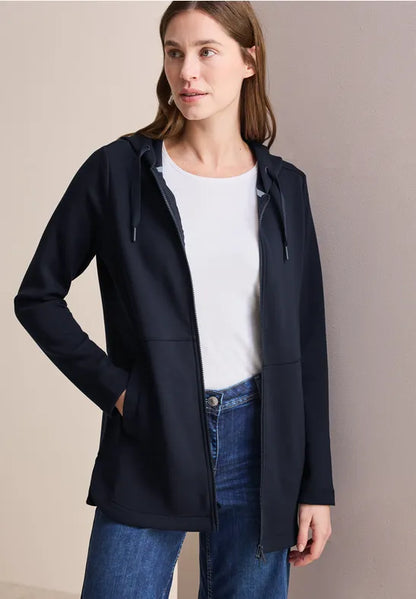 Cecil longer length Full Zip Hoody Jacket in navy 253930