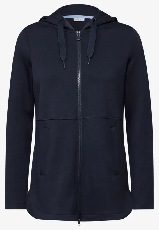 Cecil longer length Full Zip Hoody Jacket in navy 253930