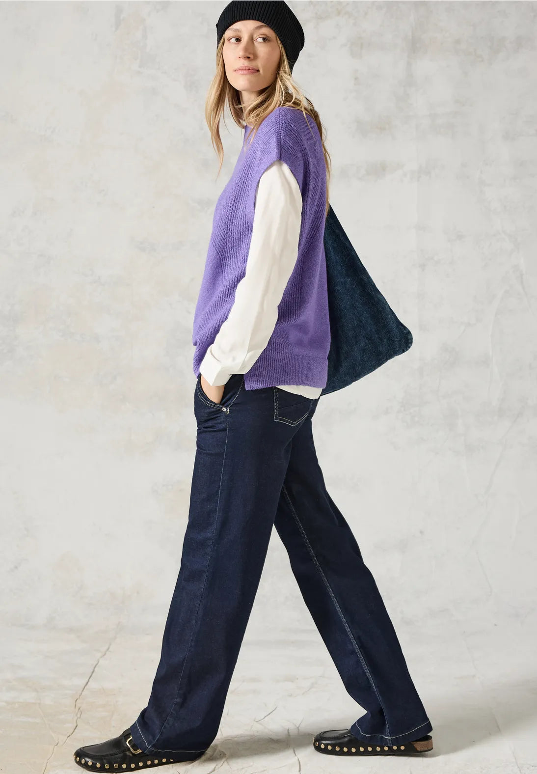 Cecil Sleeveless turtle neck knit in Lilac or Charcoal