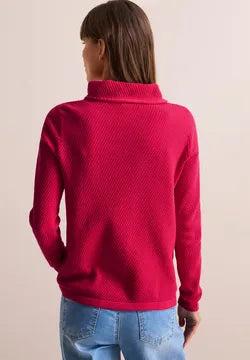 Cecil Cotton Textured cowl neck sweatshirt with drawstring Red or Navy 303160