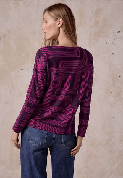 Cecil Cotton sweatshirt with round neck and long sleeves in Berry print  322075