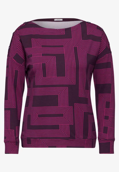 Cecil Cotton sweatshirt with round neck and long sleeves in Berry print  322075