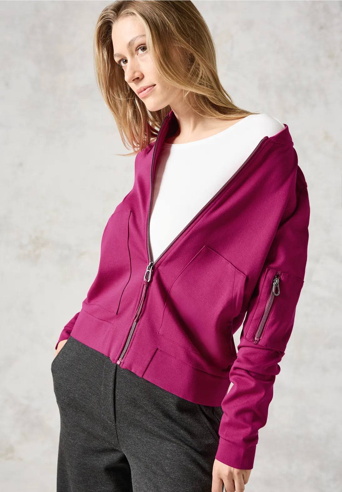 Cecil Soft jacket with zip detail pink 322089