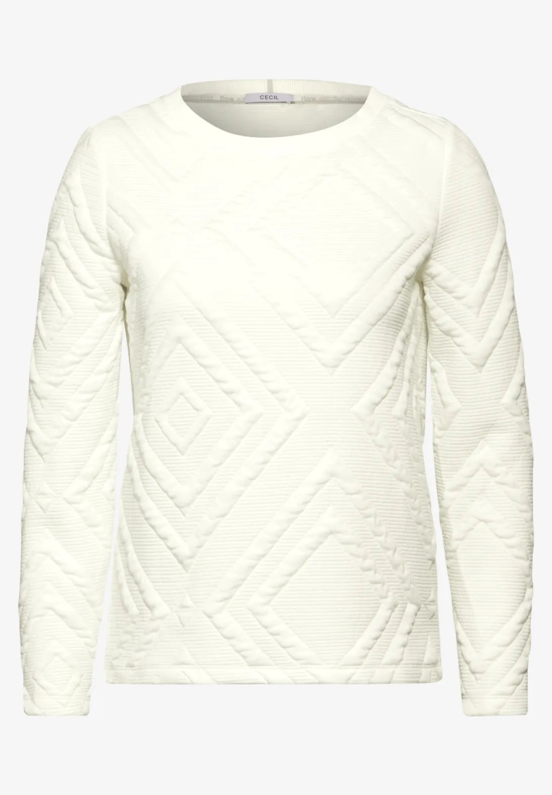 Cecil 3d Textured long sleeve sweatshirt in Agua or White 322263