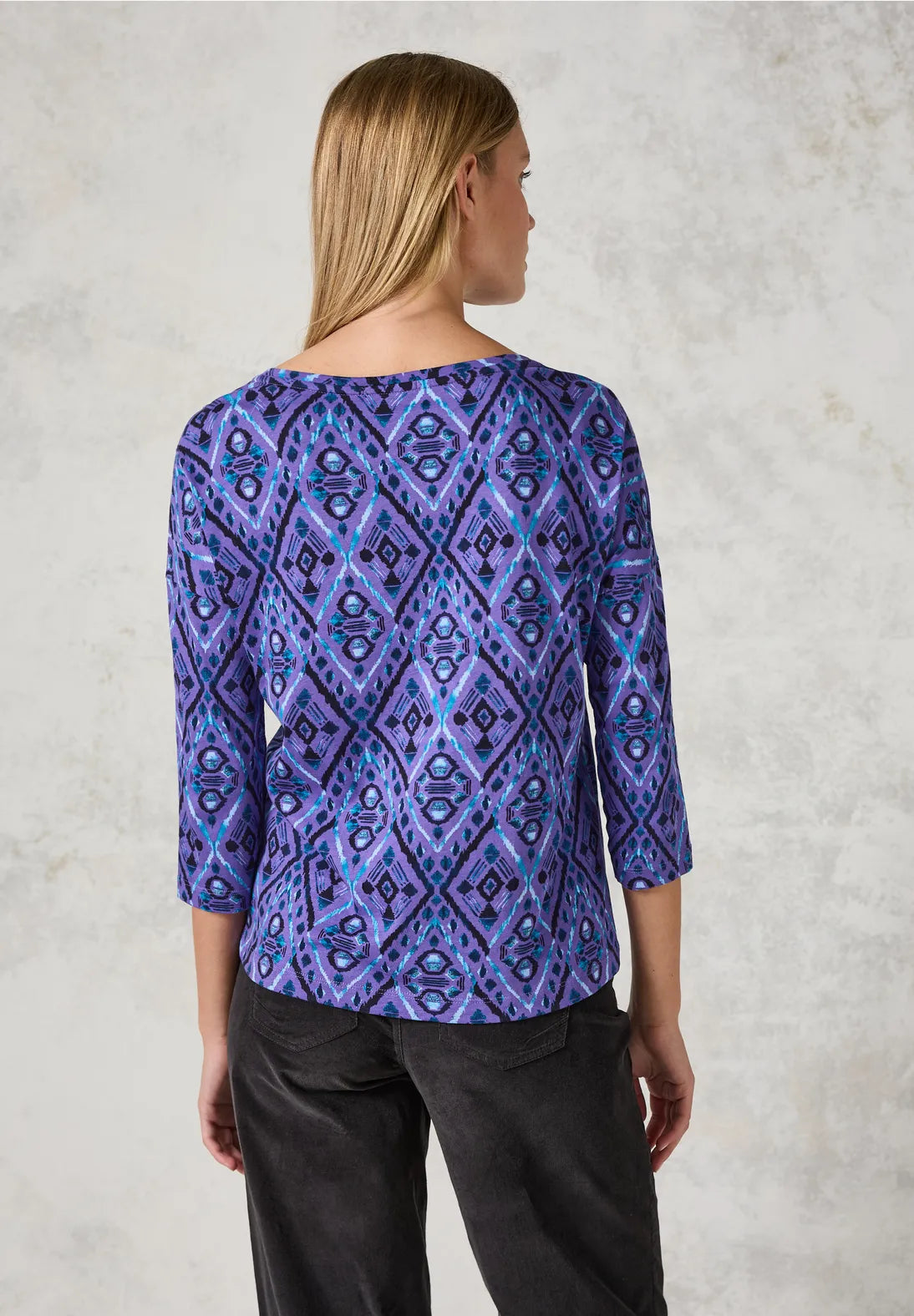 Cecil Cotton 3/4 sleeve Top in Lilac or White print. 322275