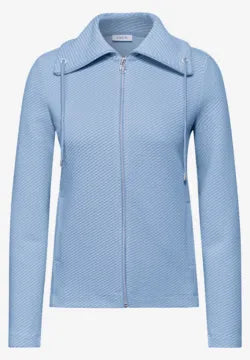 Cecil full zip cotton mix sweat jacket Blue 322625