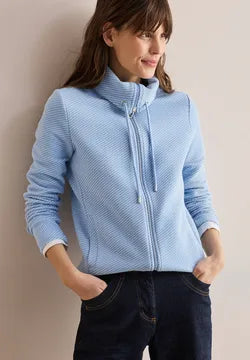 Cecil full zip cotton mix sweat jacket Blue 322625