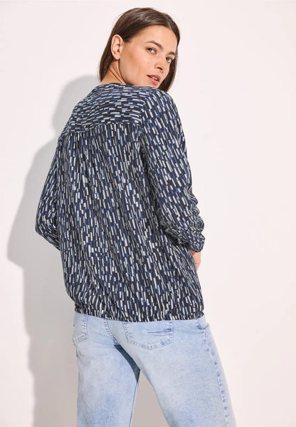 Cecil print v neck blouse in Iced Violet or navy 344974