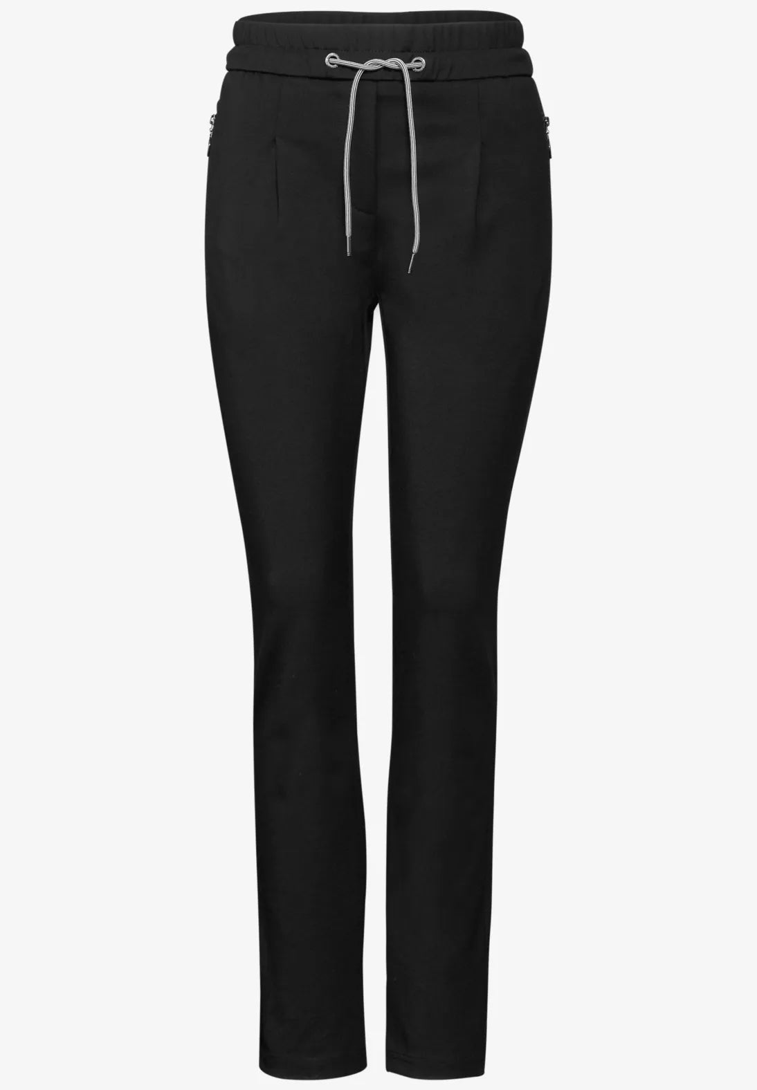 Cecil Tracey Black Joggers with Drawstring waist and Zip pockets 378180