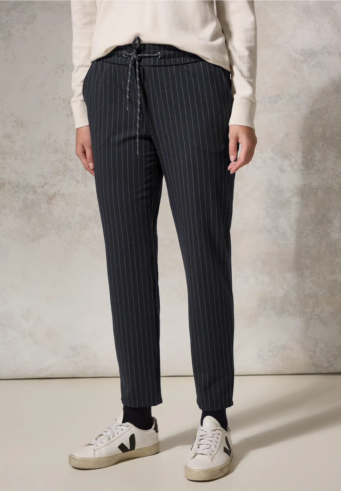 Cecil Tracey Pinstripe joggers in Navy Stripe with 30&quot; leg 378295