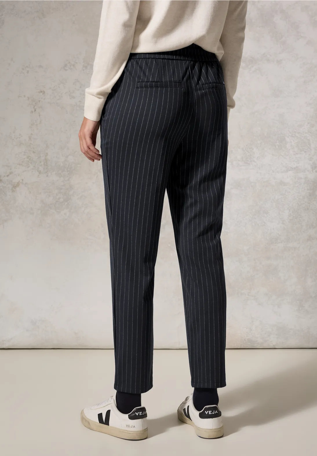 Cecil Tracey Pinstripe joggers in Navy Stripe with 30&quot; leg 378295