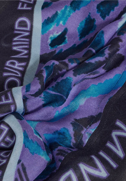 Cecil Print Loop Scarf in Auqa or Purple Print 572584